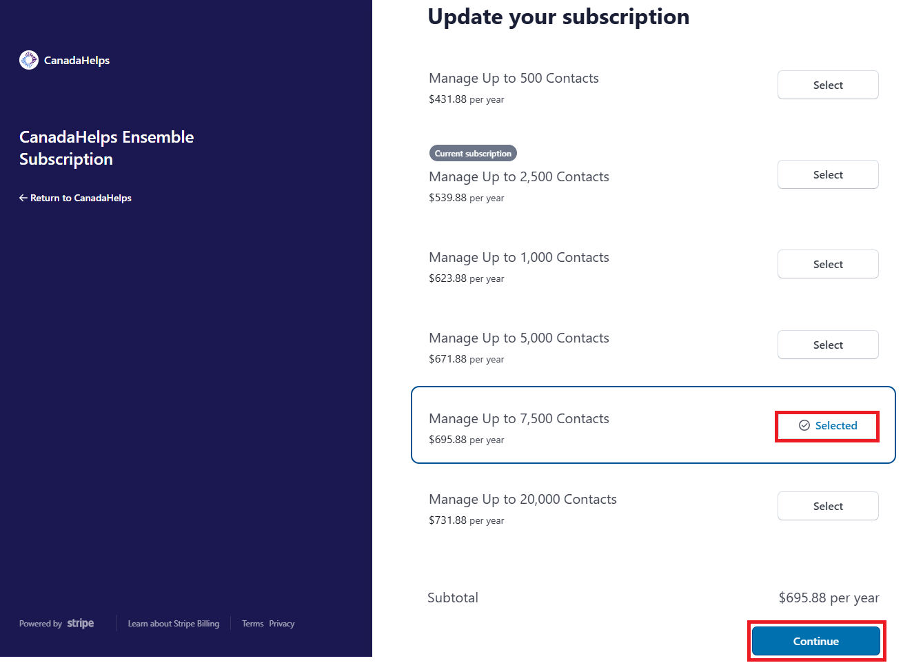 Manage your Subscription Settings